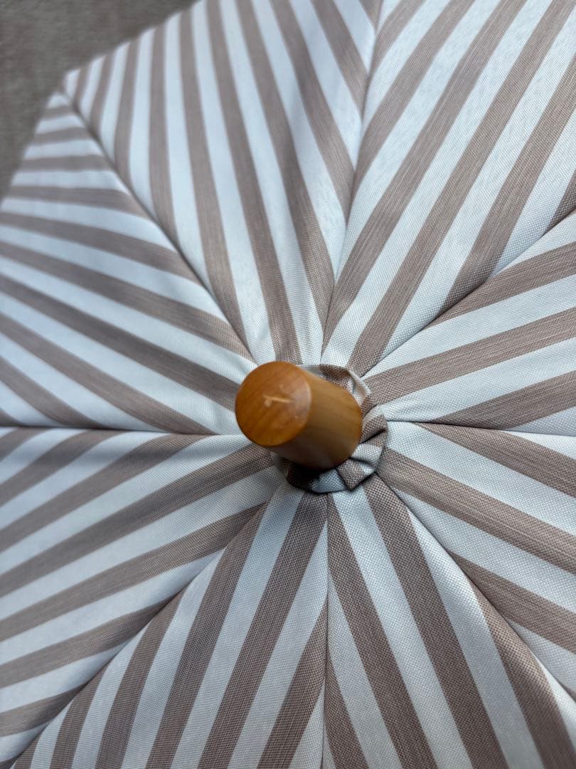 サンバリア100 折り畳み日傘　2段折　フリル　/ ストライプ　モカ