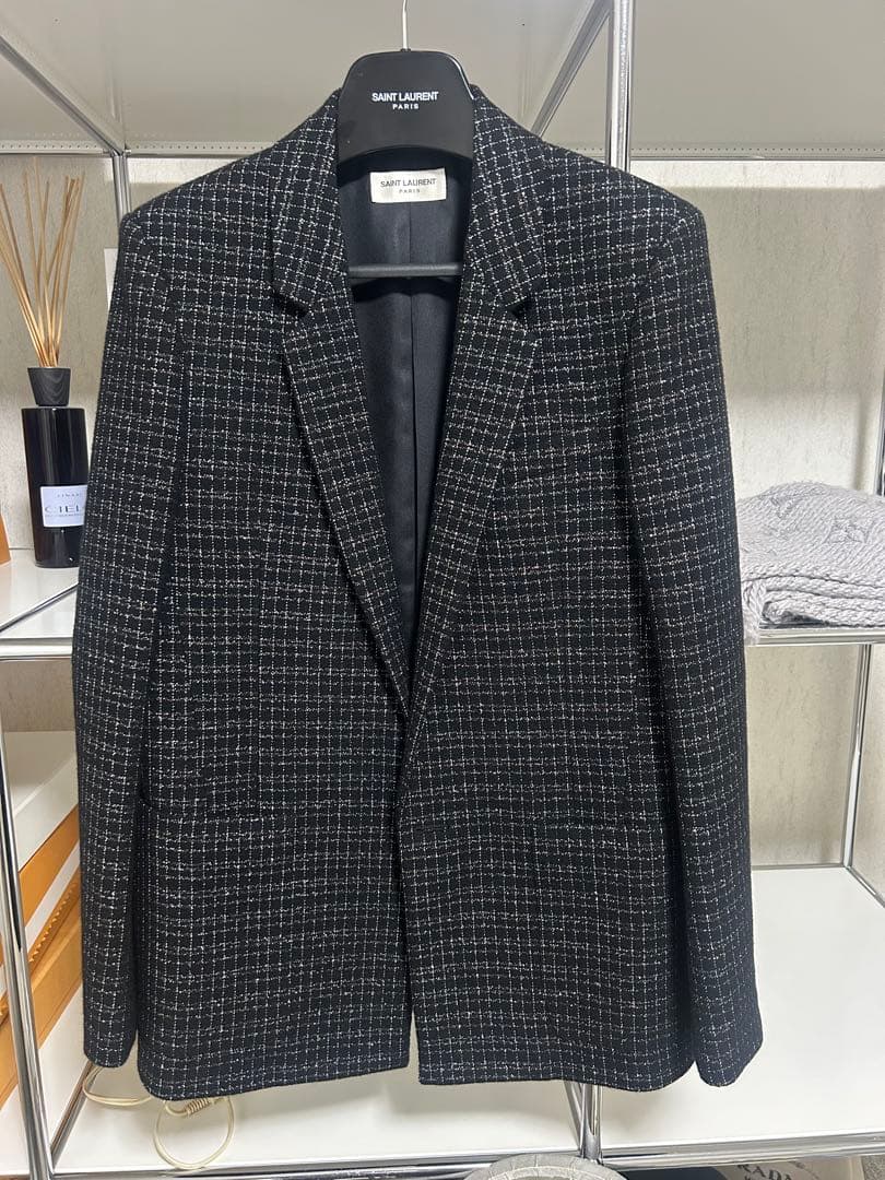新品未使用　サンローラン　ツイード　ジャケット　46 黒