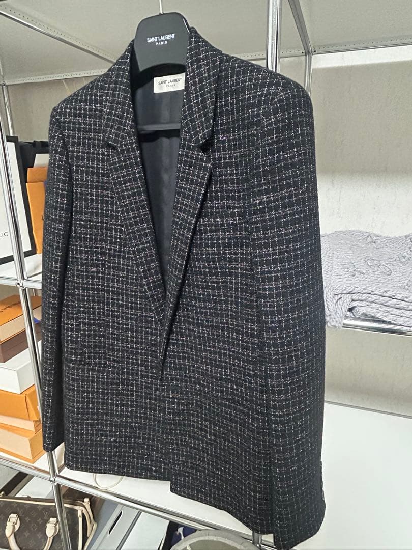 新品未使用　サンローラン　ツイード　ジャケット　46 黒