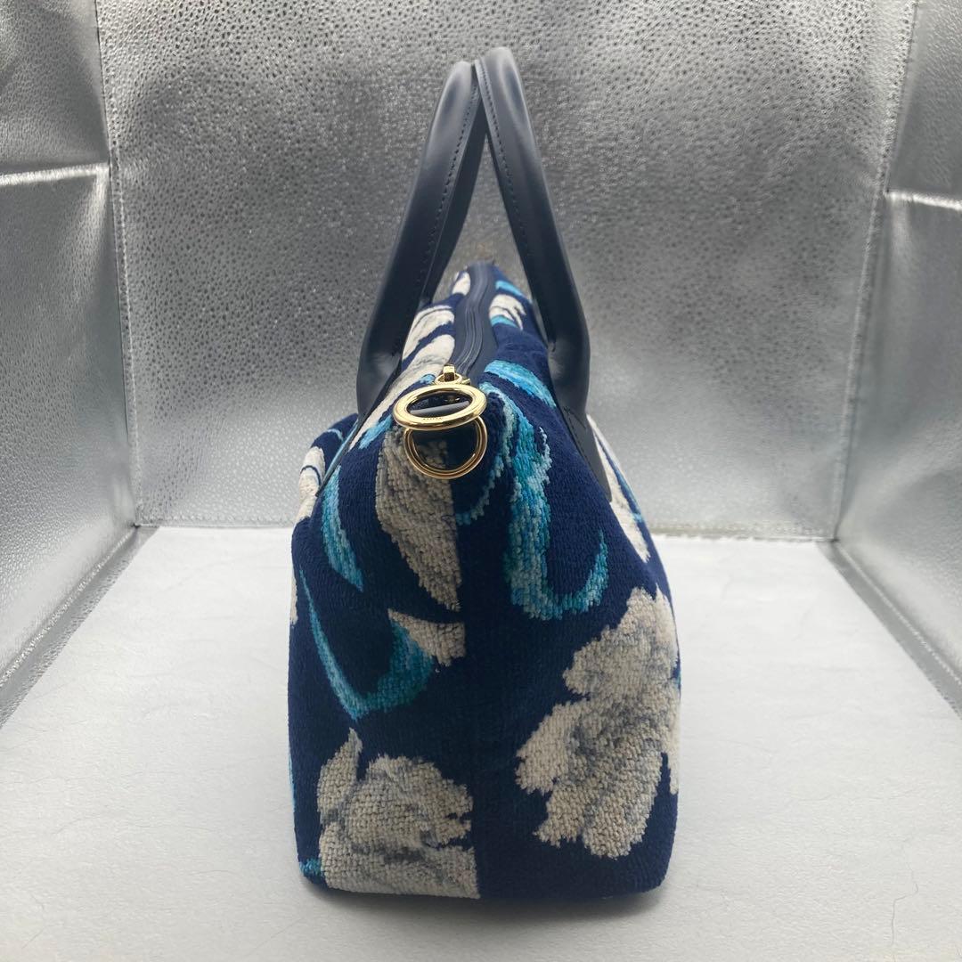 極美品✨ フェイラー　ピュアリティ　シュニール織　ハンドバッグ　ショルダー　紺色