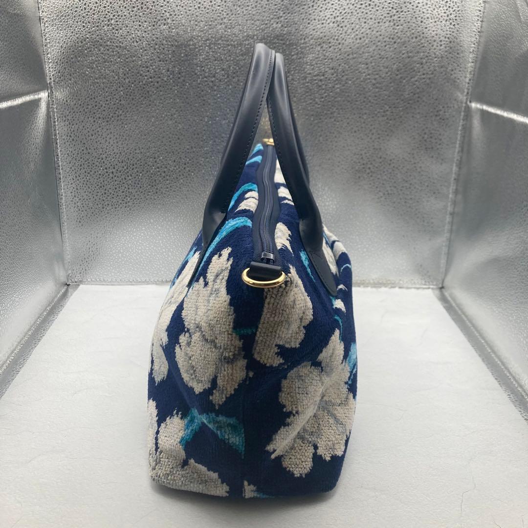 極美品✨ フェイラー　ピュアリティ　シュニール織　ハンドバッグ　ショルダー　紺色