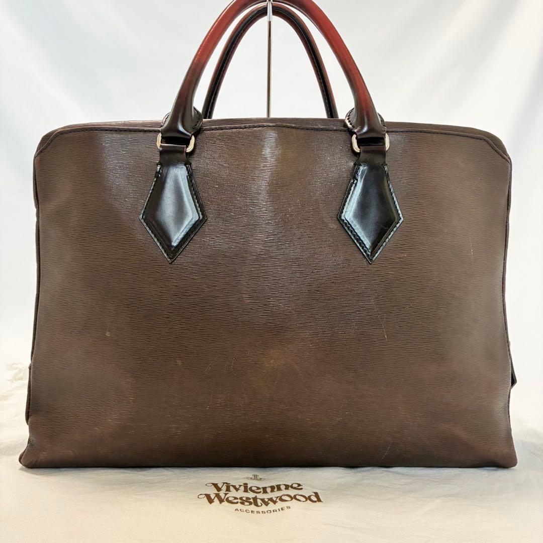 【美品】ヴィヴィアンウエストウッド アドバン ビジネスバッグ レザー A4可 茶