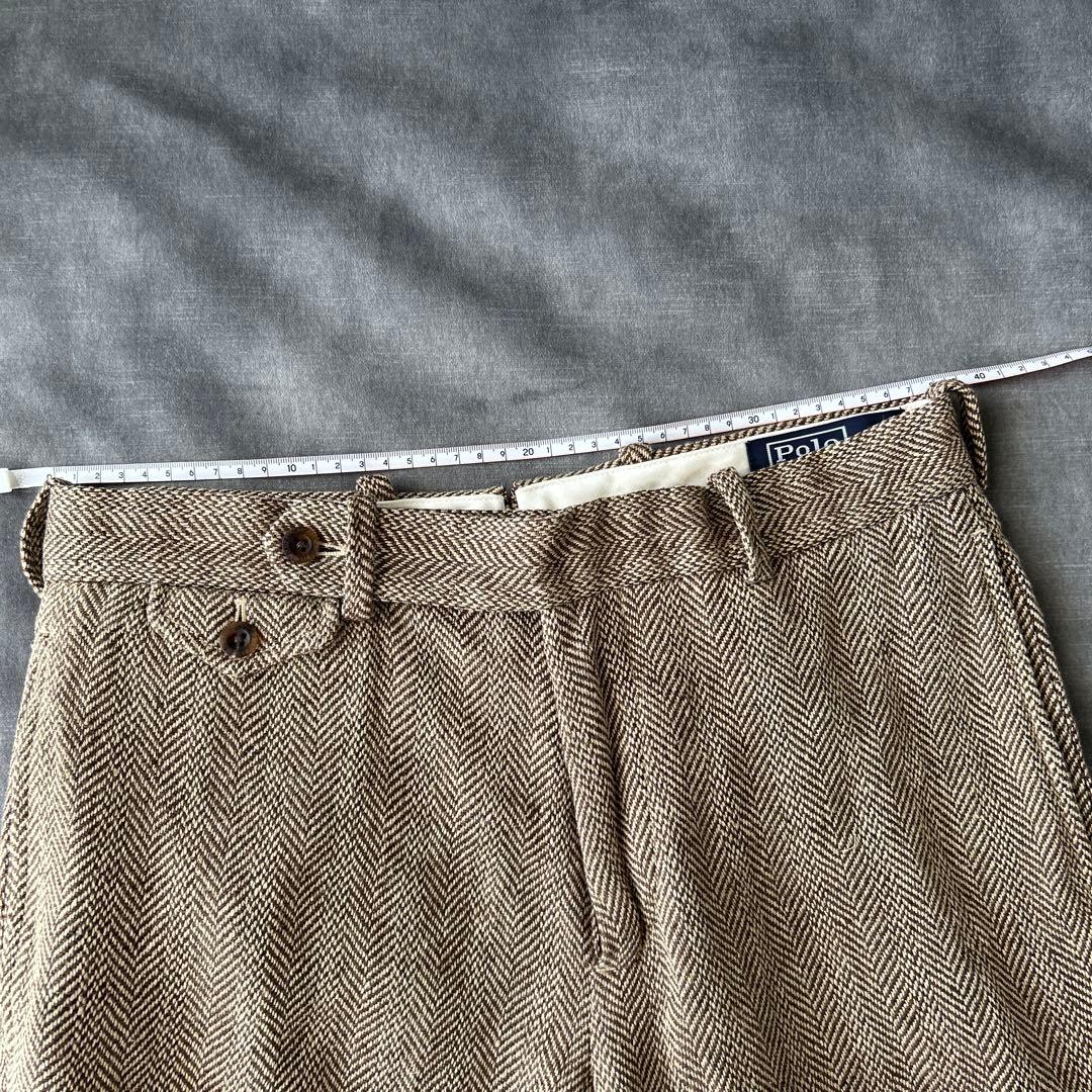 ラルフローレン　シルク　リネン　スラックス　ツイード　ヘリンボーン