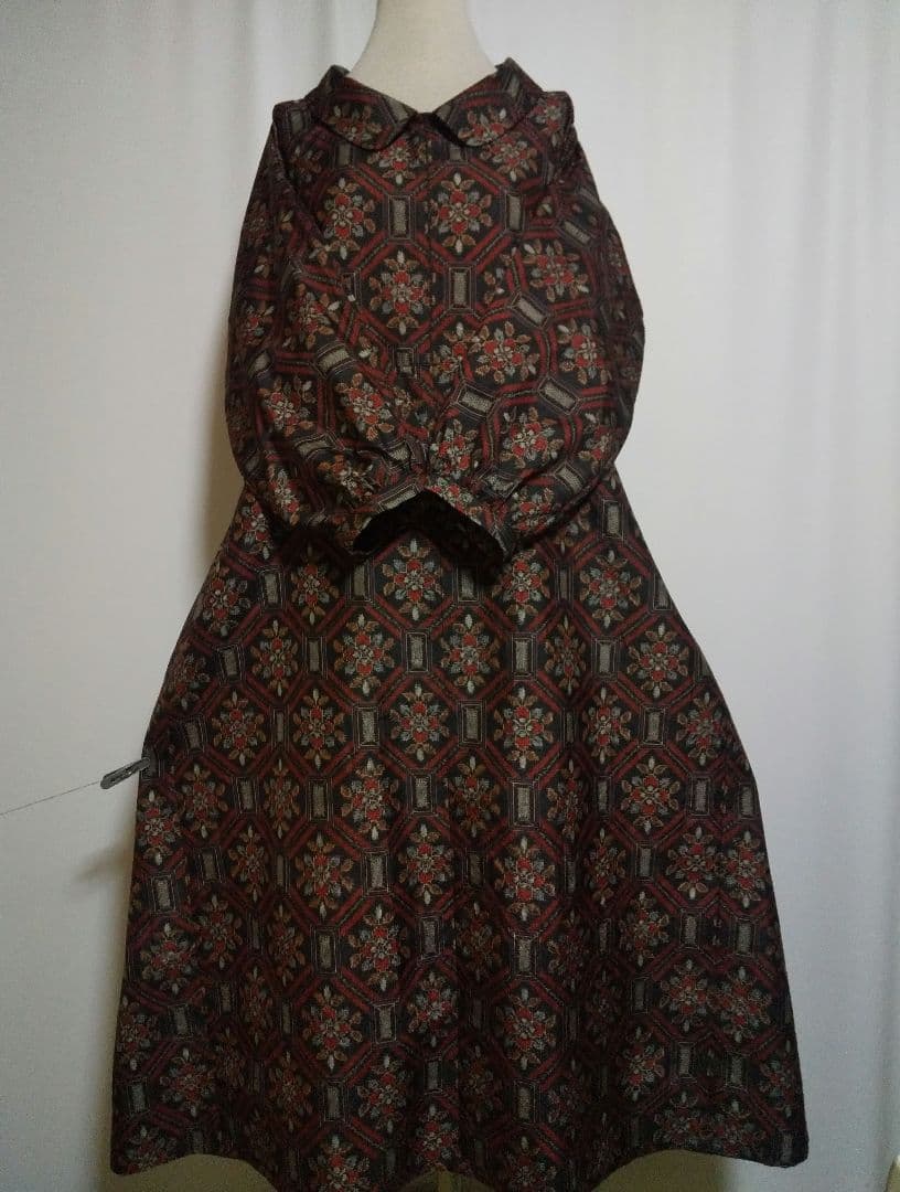 着物リメイク／ドルマン袖／衿付きワンピース★サイズLL～3L