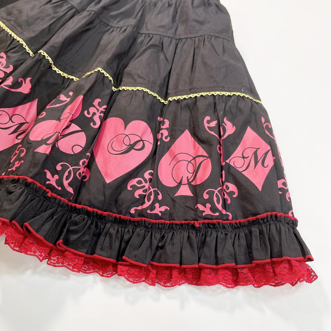 PUTUMAYO プトマヨ ミニスカート フリル レース 赤 黒 トランプ柄