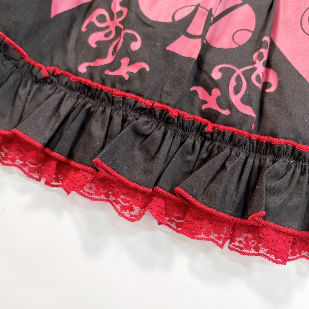 PUTUMAYO プトマヨ ミニスカート フリル レース 赤 黒 トランプ柄