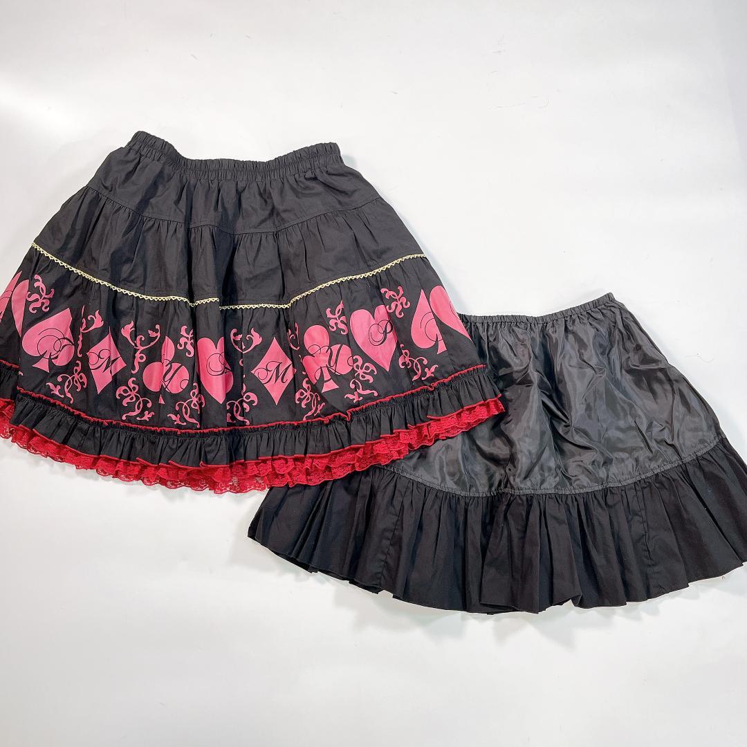 PUTUMAYO プトマヨ ミニスカート フリル レース 赤 黒 トランプ柄