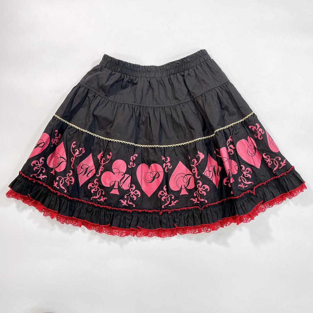 PUTUMAYO プトマヨ ミニスカート フリル レース 赤 黒 トランプ柄