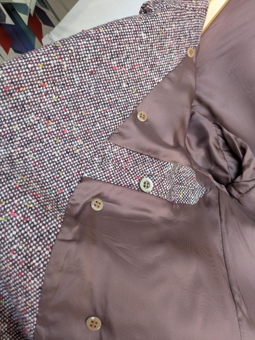 n*o様 Euro Vintage Tweed Coat Double Brea