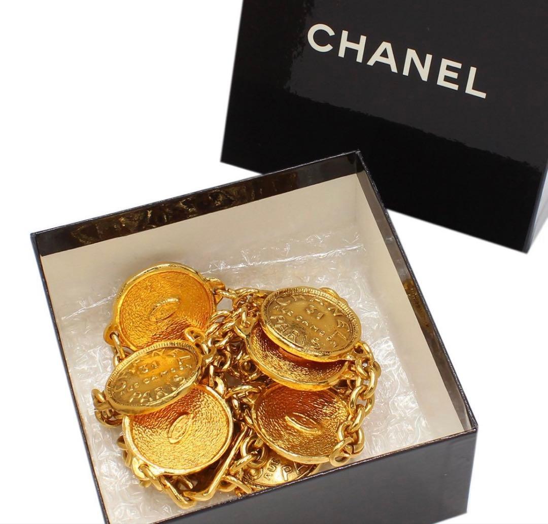 S2104 美品 シャネル ロゴ メダルモチーフ チェーンベルト
