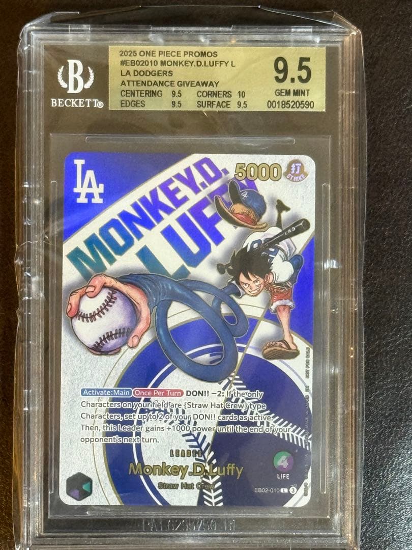 【BGS 9.5GL】ドジャース　ルフィDodgers Luff