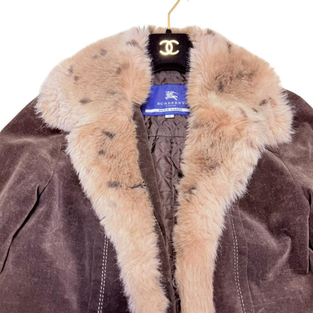 BURBERRY BLUE LABEL ロングコート ブラウン ファーコート