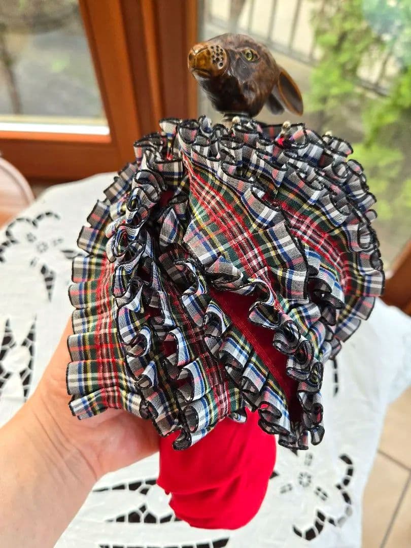 希少チェック柄フリル！ フランスGUY deJEAN ウサギ頭の折りたたみ傘