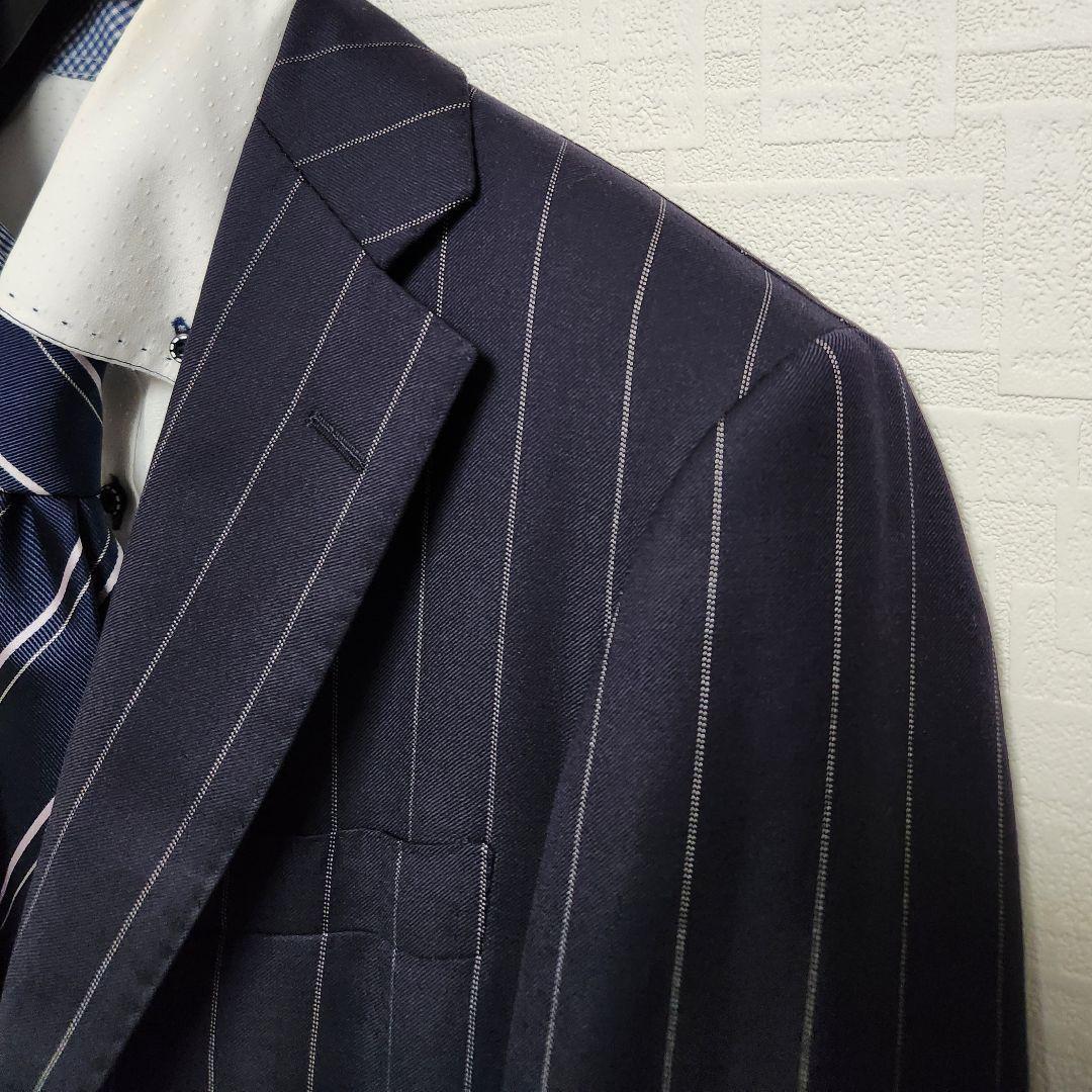 トゥモローランド　×　カルロバルベラ　メンズ　スーツ　セット　濃紺　ストライプ