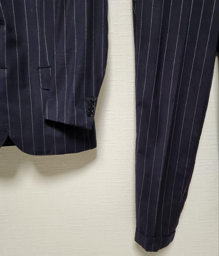 トゥモローランド　×　カルロバルベラ　メンズ　スーツ　セット　濃紺　ストライプ