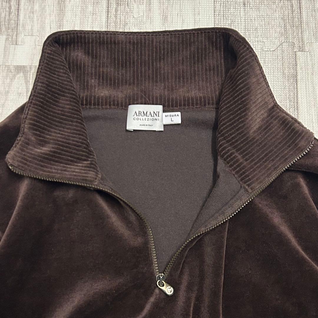 希少 アルマーニ コレツィオーニ ハーフジップ プルオーバー ベロアジャケット