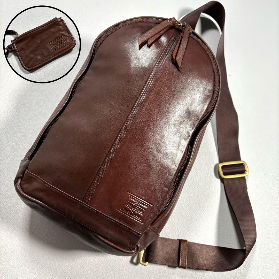 ポーター PORTER フランク スリングショルダーバッグ 馬革 レザー 茶