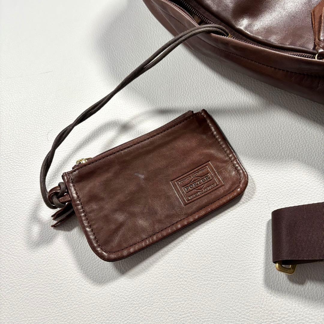 ポーター PORTER フランク スリングショルダーバッグ 馬革 レザー 茶