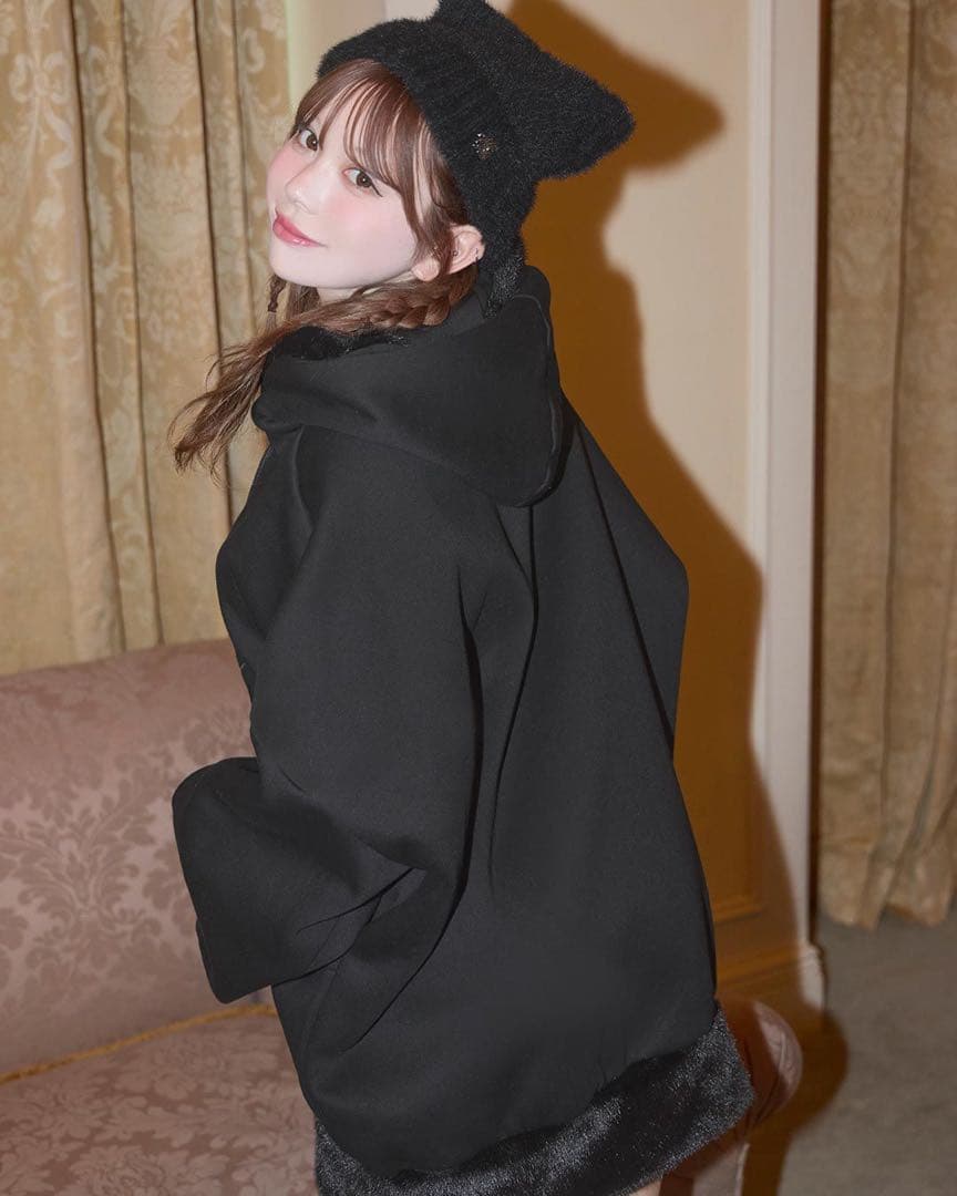 新品タグ付 ミシェルマカロン ファートリミングビックパーカー ブラック