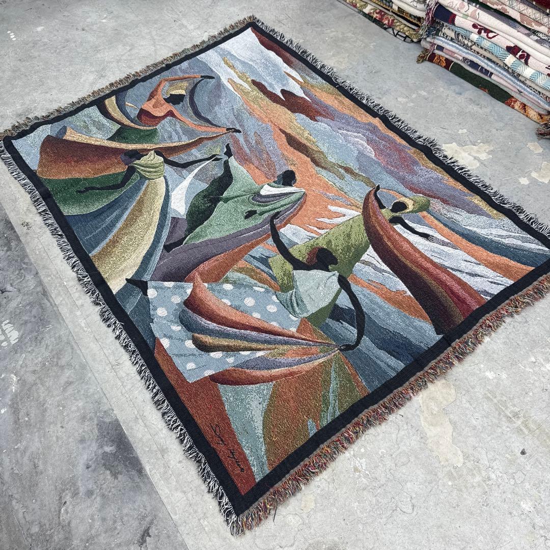 アート　マルチカバー　ソファーカバー　ヴィンテージラグ　125x172