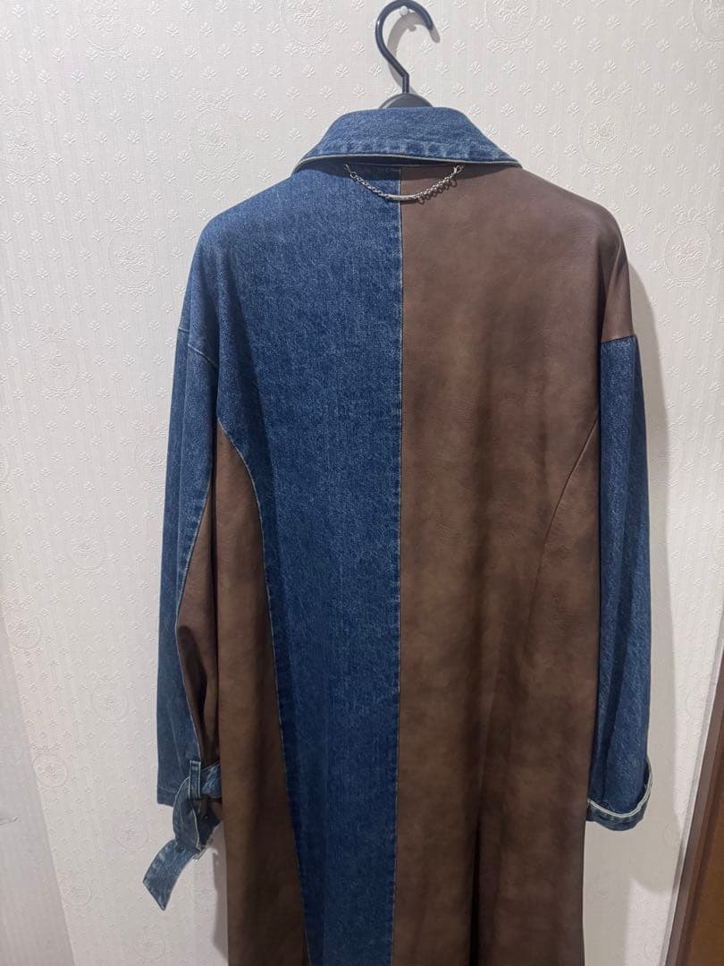 k*中様 yukko フェイクレザーパターンロングデニムコート　ワンピースセット