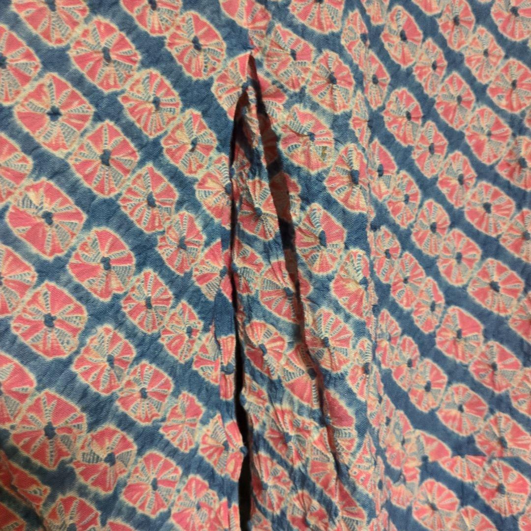 新品　木綿　総絞り　薄いピンク　薄い藍染　浴衣です。