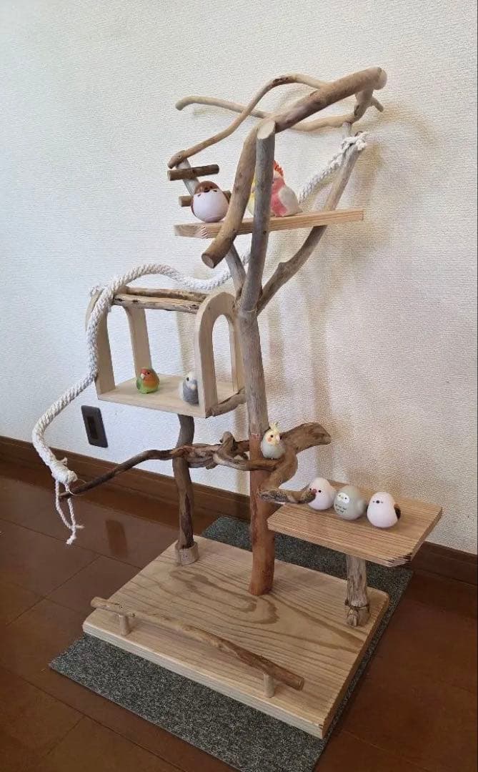 レア枝　バードアスレチック　3way　小型、中型用　流木　ハンドメイド