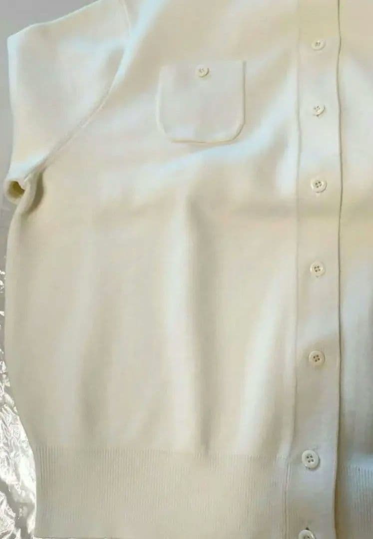 キャバン　コットンカシミヤ クルーネックカーディガン　S　ホワイト