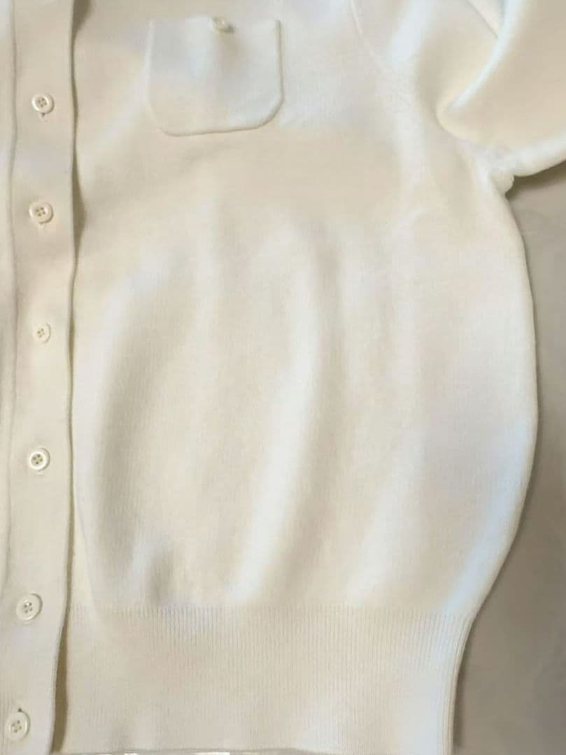 キャバン　コットンカシミヤ クルーネックカーディガン　S　ホワイト