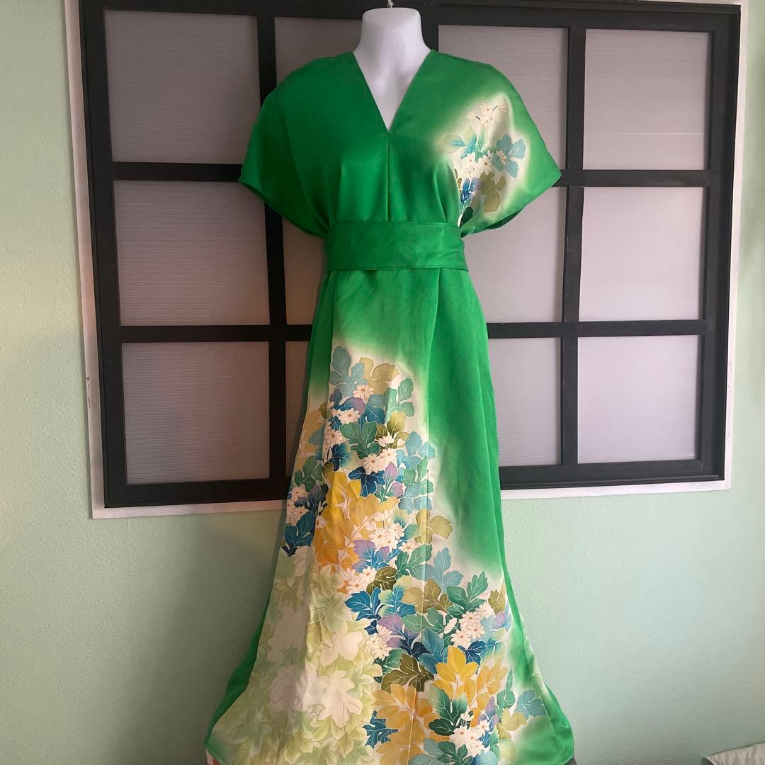 着物リメイク　ドレスワンピース④