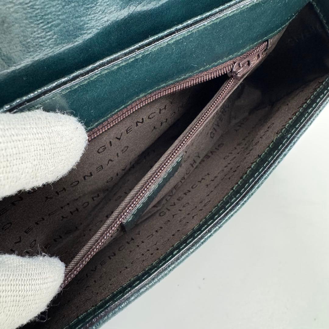 ジバンシー 4Gロゴ レザー ハンドバッグ ショルダーバッグ 肩掛け 濃緑