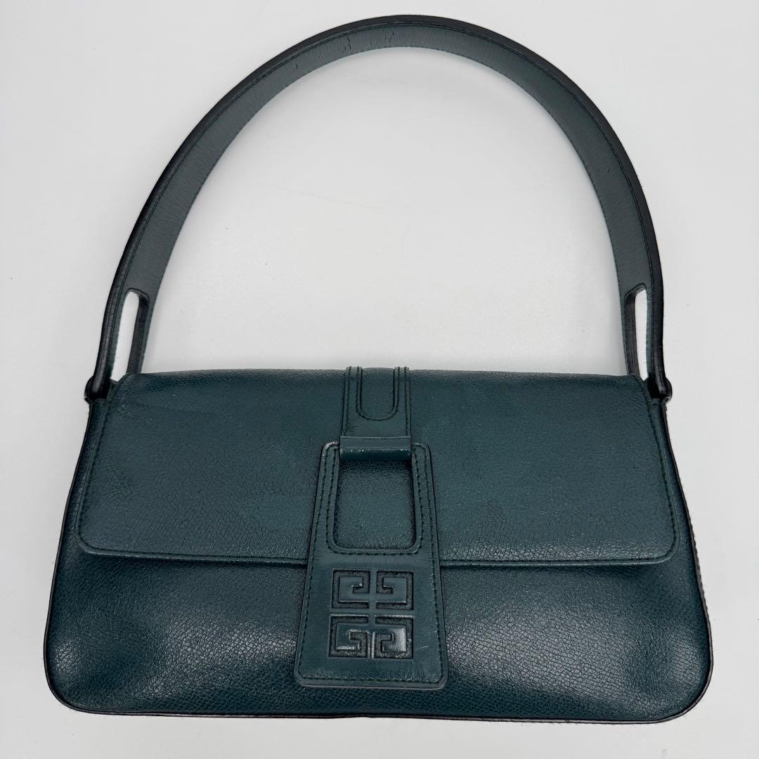 ジバンシー 4Gロゴ レザー ハンドバッグ ショルダーバッグ 肩掛け 濃緑