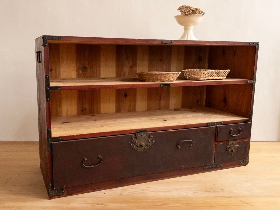 オープンシェルフ　飾り棚　抽斗　古道具　古家具　アンティーク