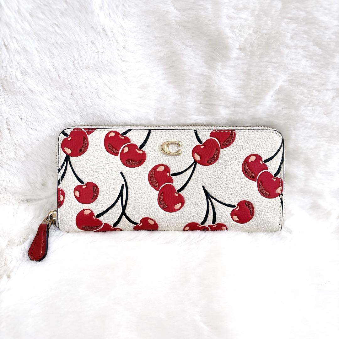 COACH 長財布 チェリー ラウンドファスナー