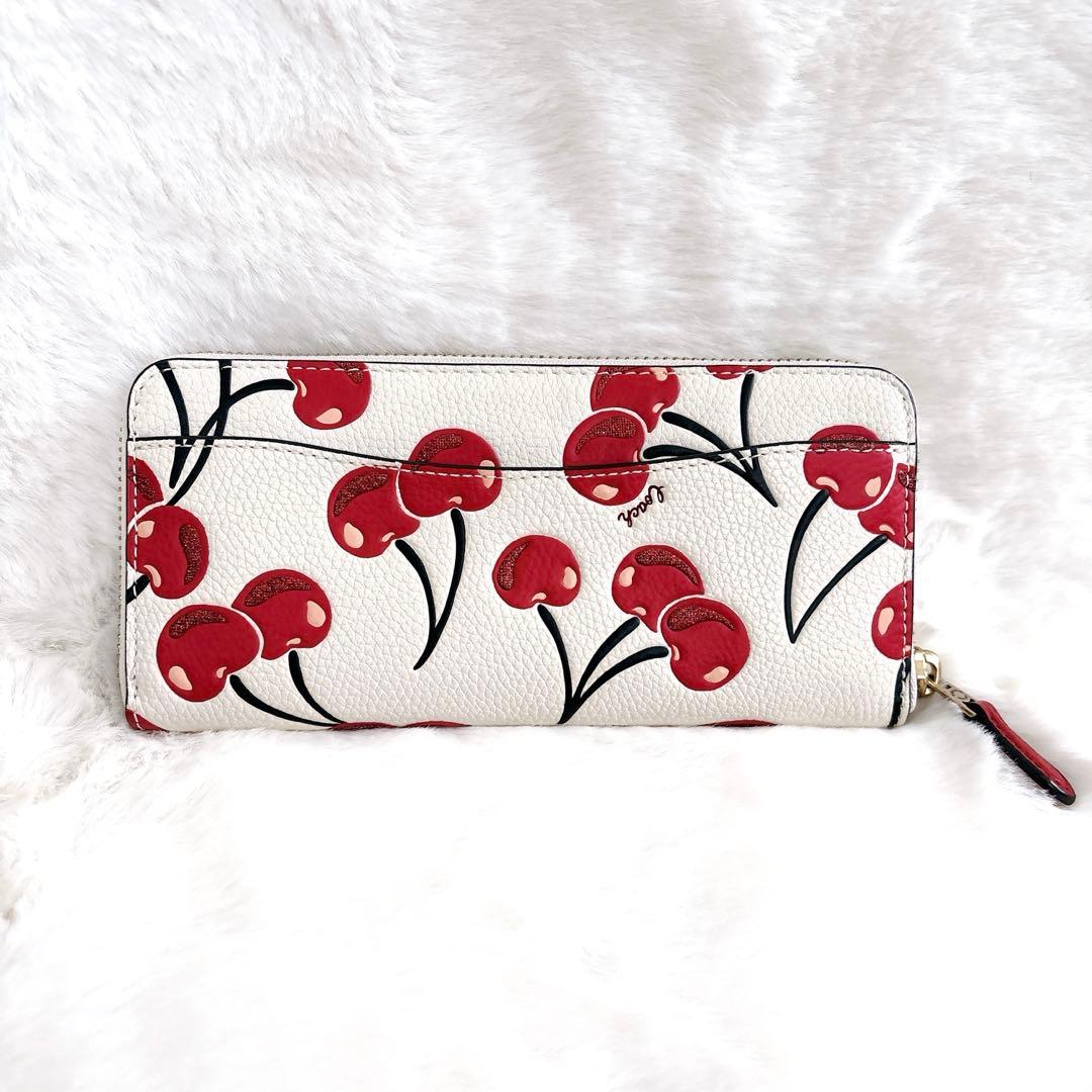 COACH 長財布 チェリー ラウンドファスナー