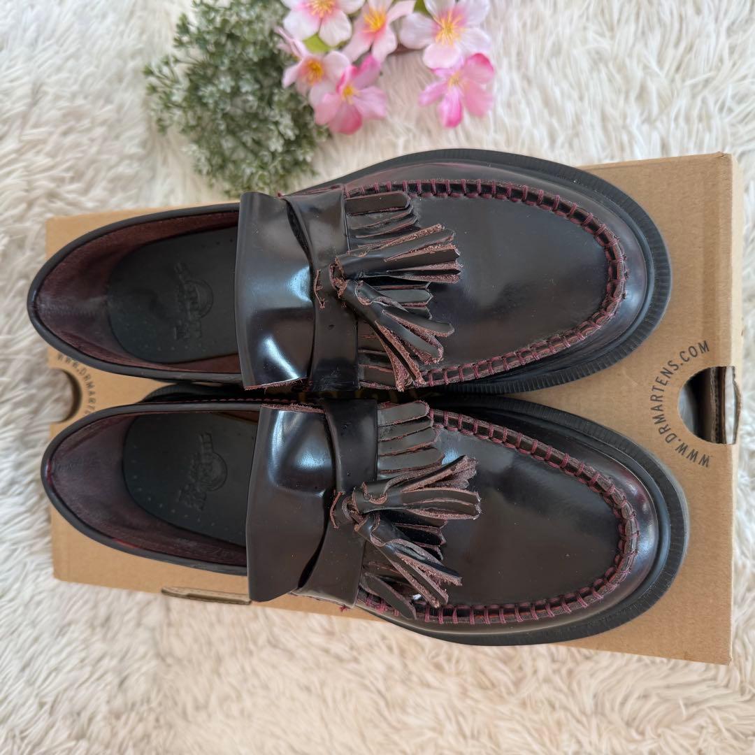 Dr.Martens バーガンディ タッセル付きレザー ローファー UK3