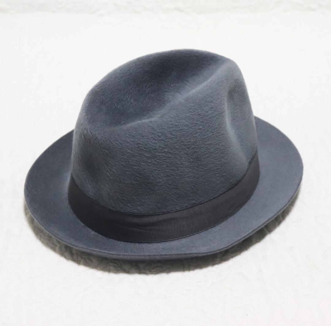 新品【ボルサリーノ】高級グアナゴ 兎 グアナゴの毛 ファーフェルトハット 60