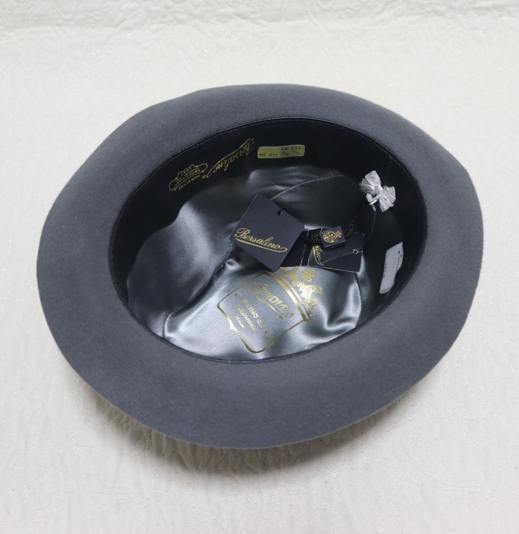 新品【ボルサリーノ】高級グアナゴ 兎 グアナゴの毛 ファーフェルトハット 60