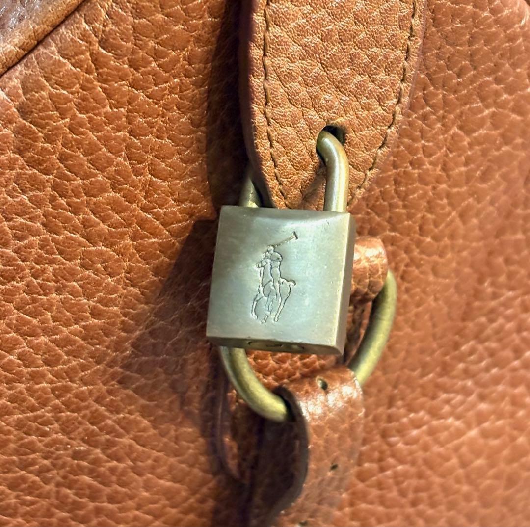 【超希少・鍵付】ラルフローレン レザーボストンバッグ ミニボストン 本革 南京錠