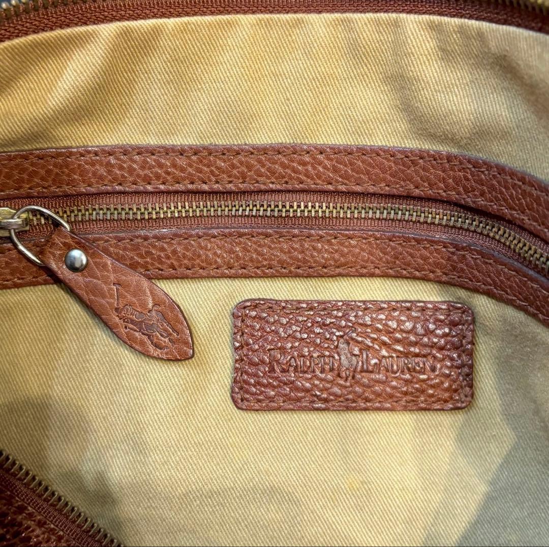 【超希少・鍵付】ラルフローレン レザーボストンバッグ ミニボストン 本革 南京錠