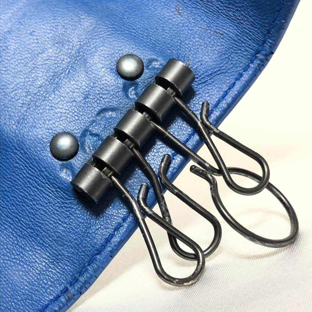 ボッテガ ヴェネタ　キーケース　イントレチャート　ラムレザー　サファイアブルー