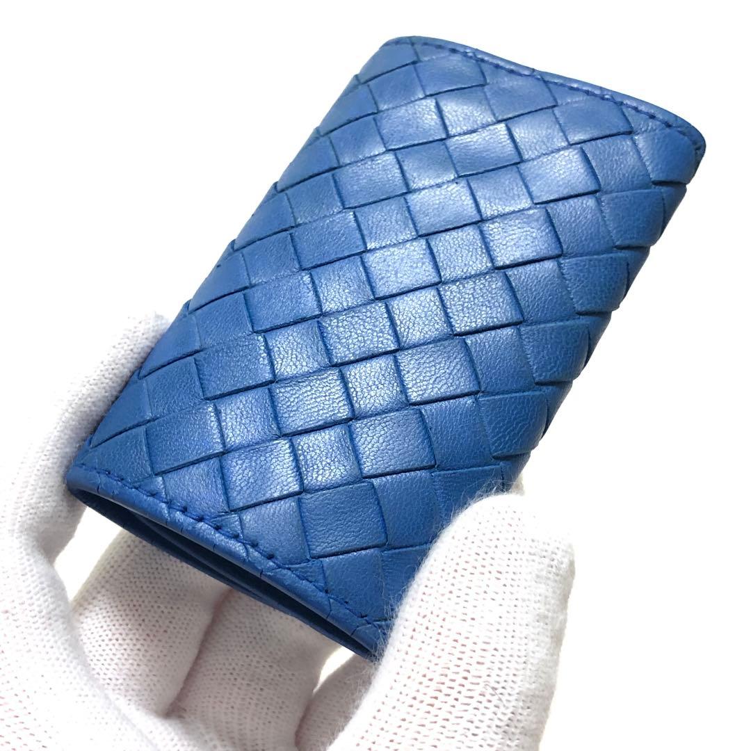 ボッテガ ヴェネタ　キーケース　イントレチャート　ラムレザー　サファイアブルー