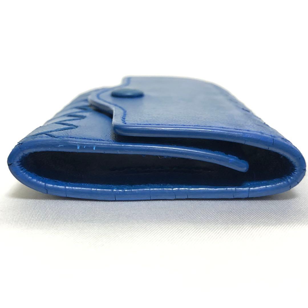 ボッテガ ヴェネタ　キーケース　イントレチャート　ラムレザー　サファイアブルー