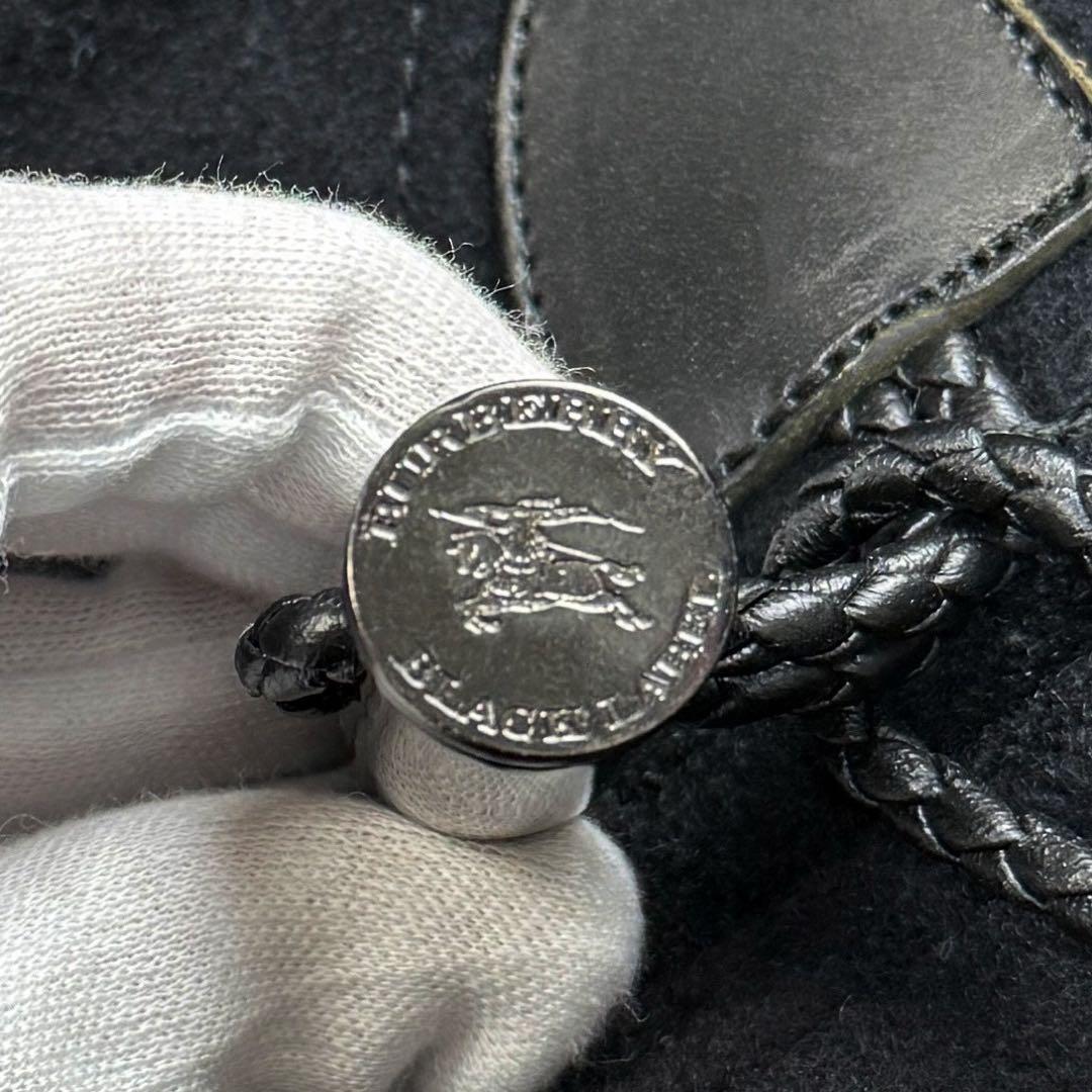 美品♡L♡バーバリー ノバチェック ホースロゴ 切り替えレザー ダッフルコート