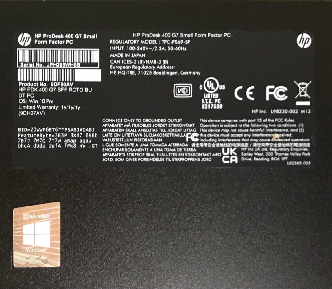 HP 10世代 Core i5-10500 16GB SSD１TB+HDD１TB