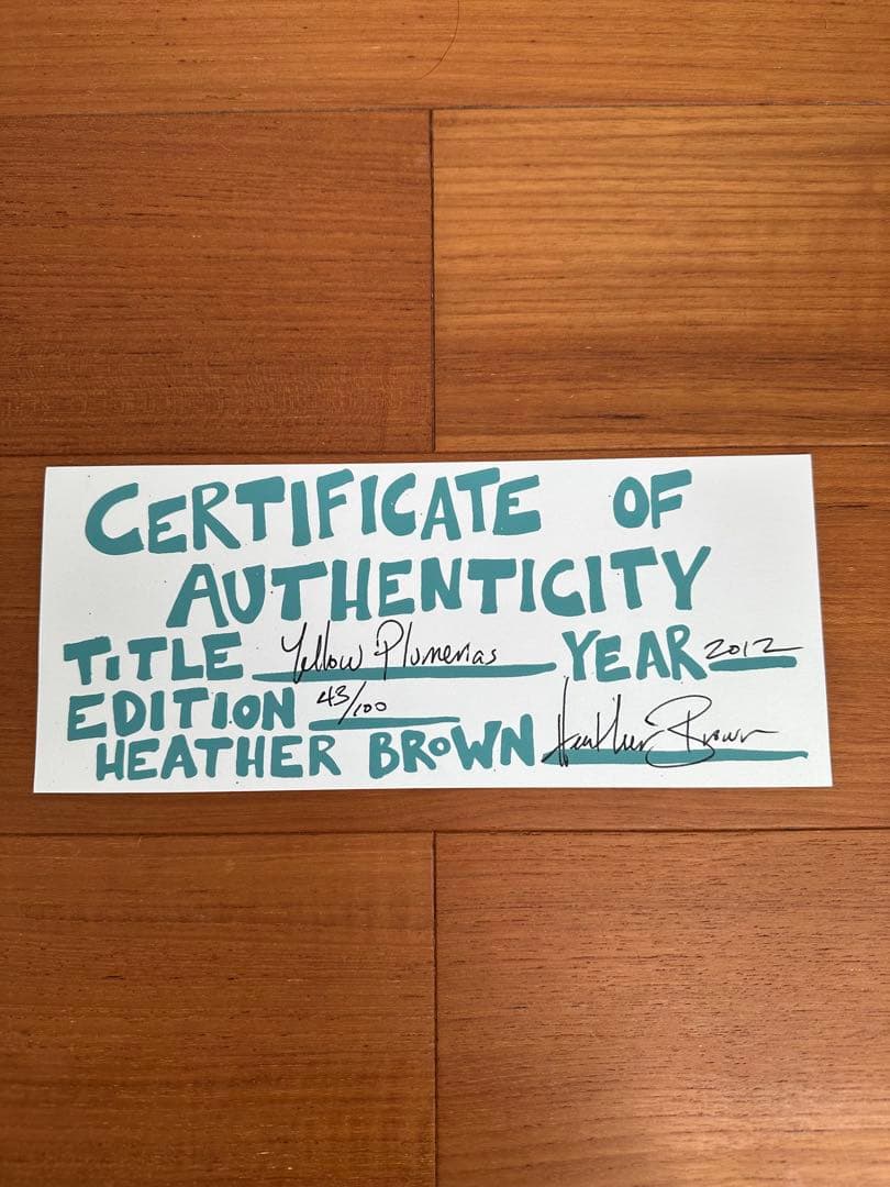 ヘザーブラウン　ジクレー　Yellow Plumeria