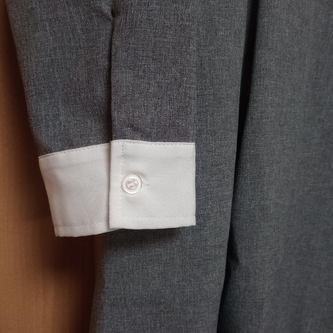 卒服 ネイビー×グレー ワンピース＋ノーカラーボレロスーツ フォーマル