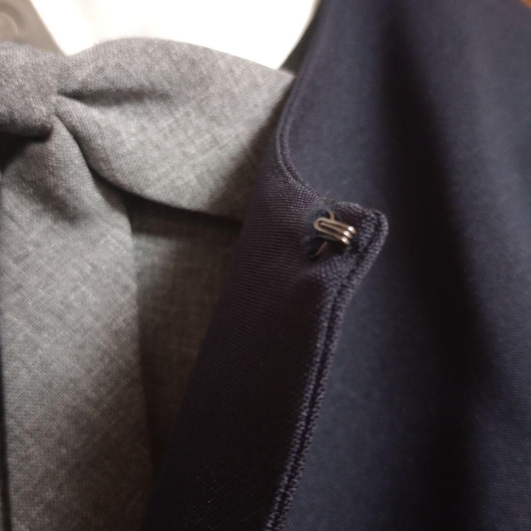 卒服 ネイビー×グレー ワンピース＋ノーカラーボレロスーツ フォーマル