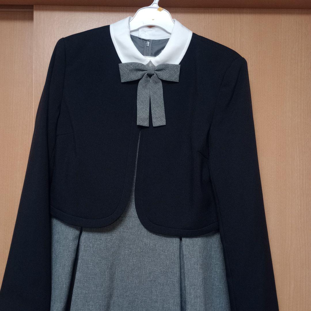 卒服 ネイビー×グレー ワンピース＋ノーカラーボレロスーツ フォーマル