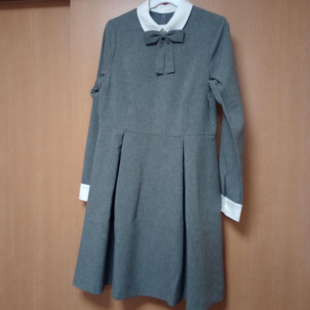 卒服 ネイビー×グレー ワンピース＋ノーカラーボレロスーツ フォーマル